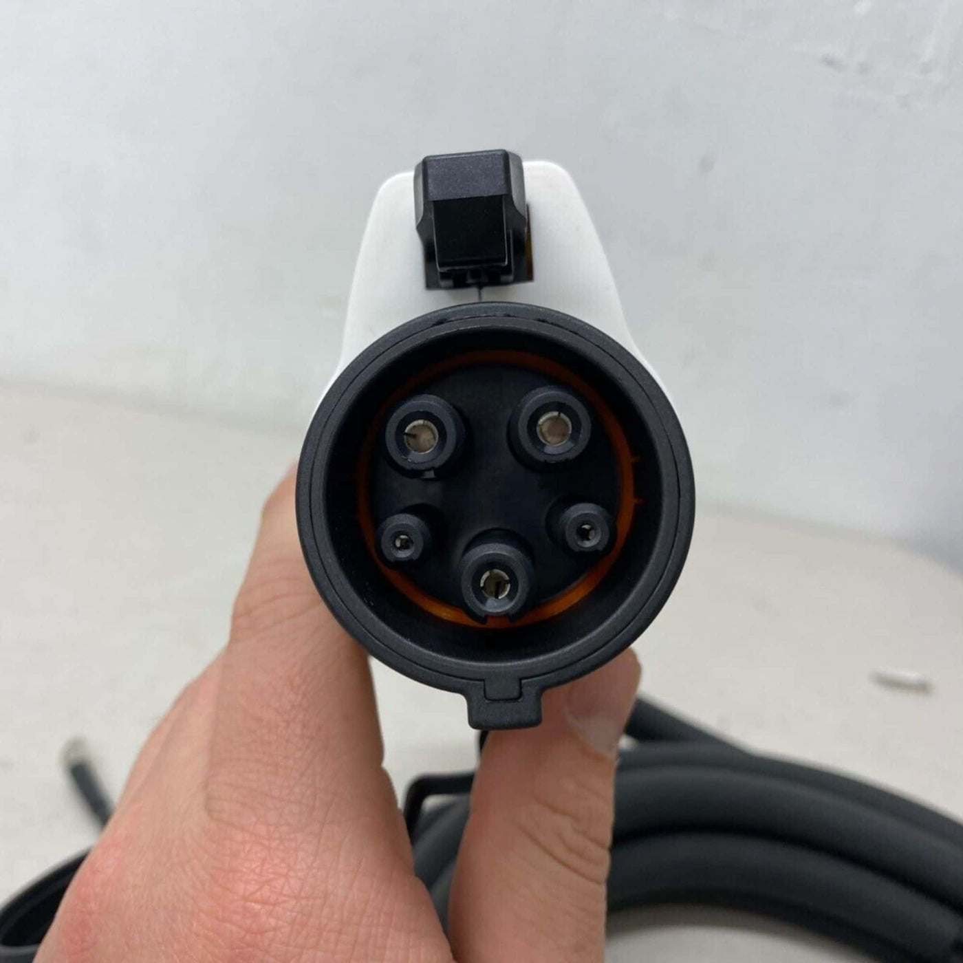 50 A SAE J1772-2010 AC Pile End EV Charging Plug_Connector Level 2 Type 1, 240V with a cord Image size 2000x2000 Front View