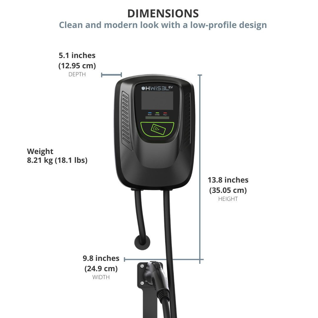 Hwisel EV Smart Charger Commercial Level 2, 48 Amp, EVSE 11.5 kW Clean And Modern Look 